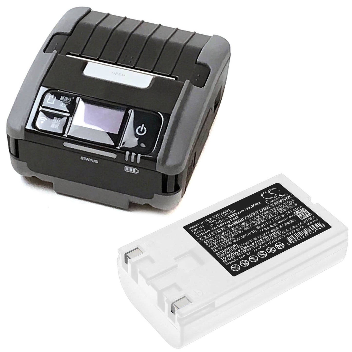 7.4V, 3000mAh, Li-ion Battery fits Sato, Pw208, Pw2nx, 22.2Wh