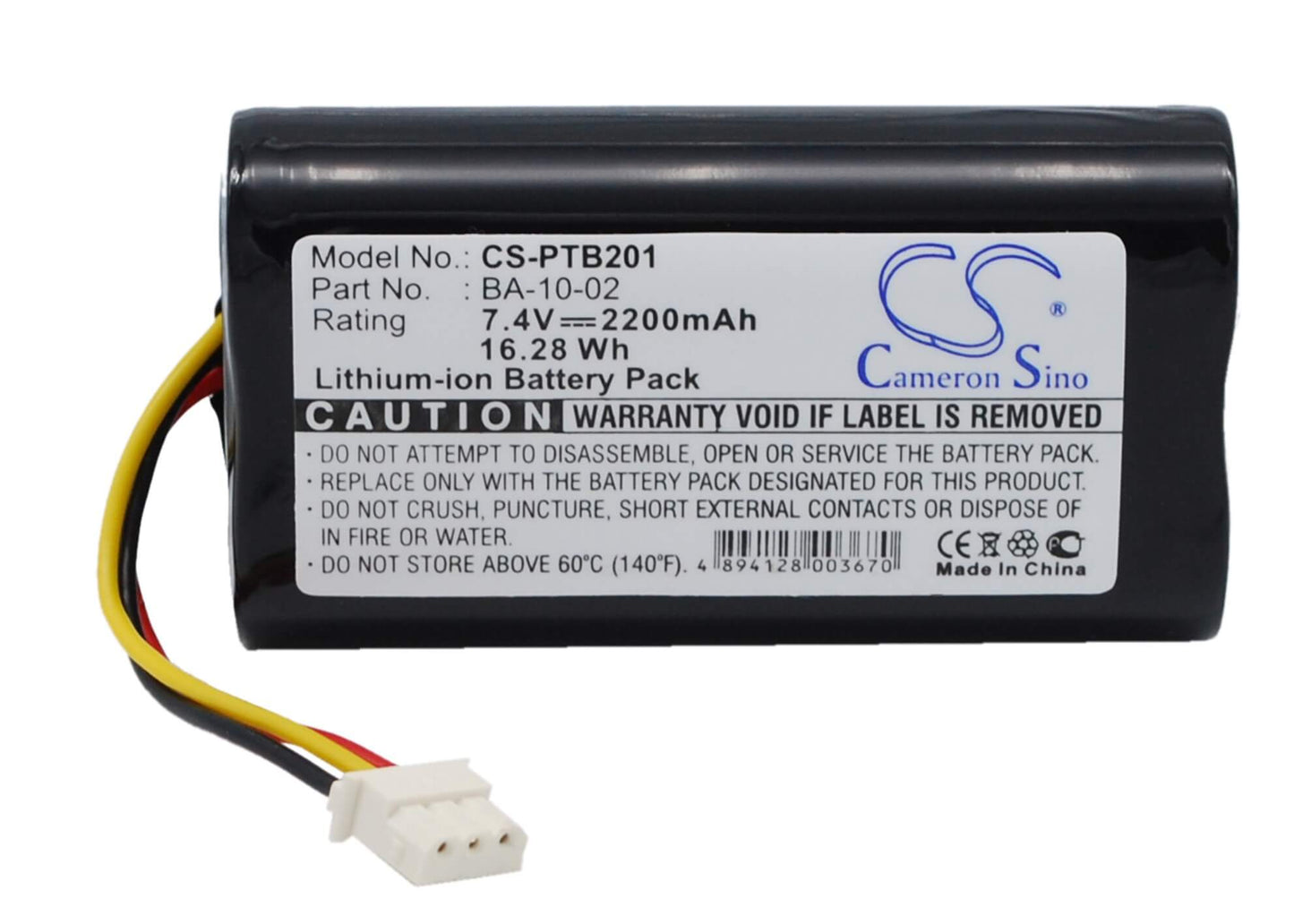 7.4V, 2200mAh, Li-ion Battery fits Citizen, Cmp-10 Mobile Thermal Printer, 16.28Wh