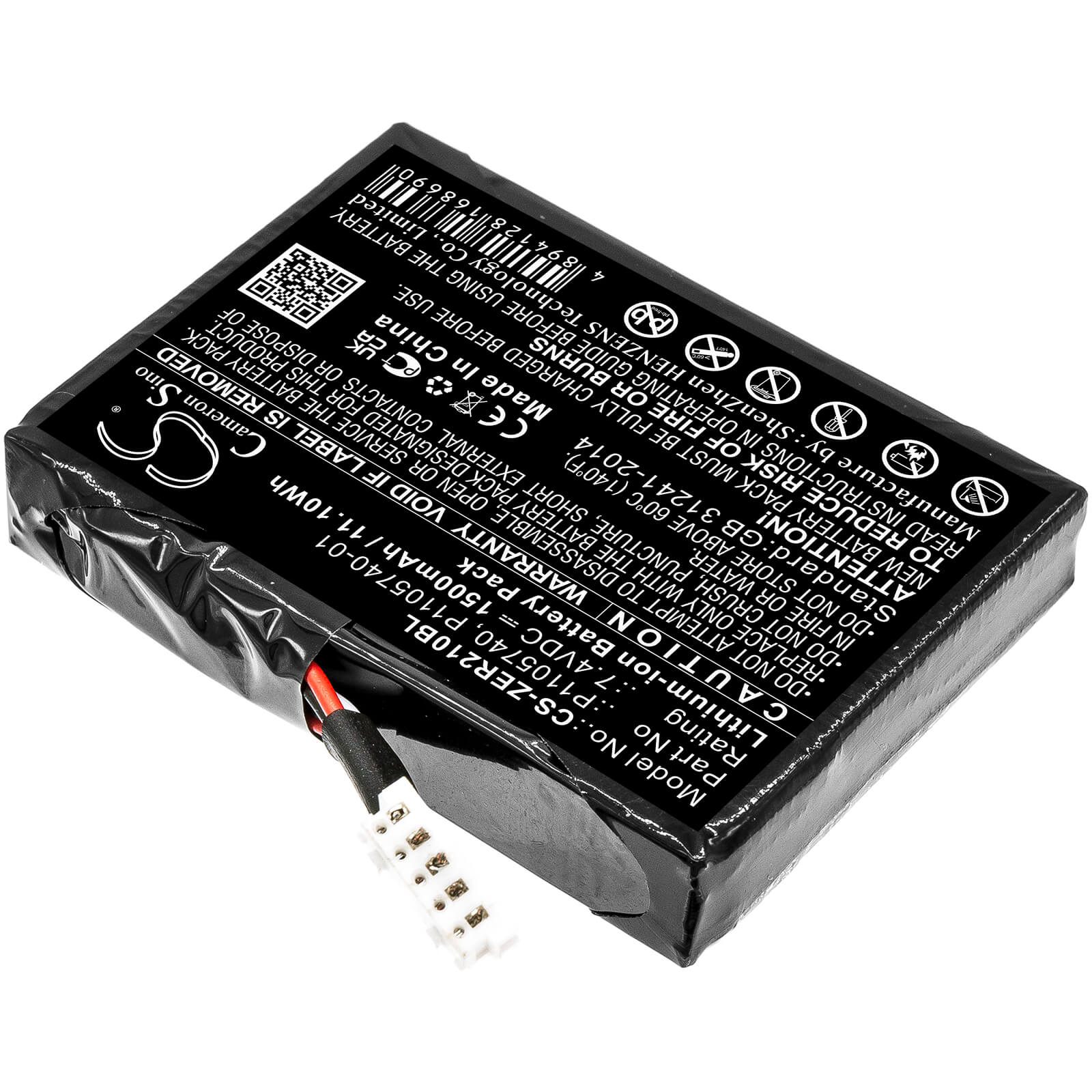 7.4V, 1500mAh, Li-ion Battery fits Zebra, Zq200, Zq210, 11.1Wh