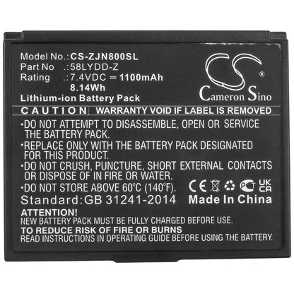 7.4V, 1100mAh, Li-ion Battery fits Zjiang, Zj-5802, Zj-8001, 8.14Wh