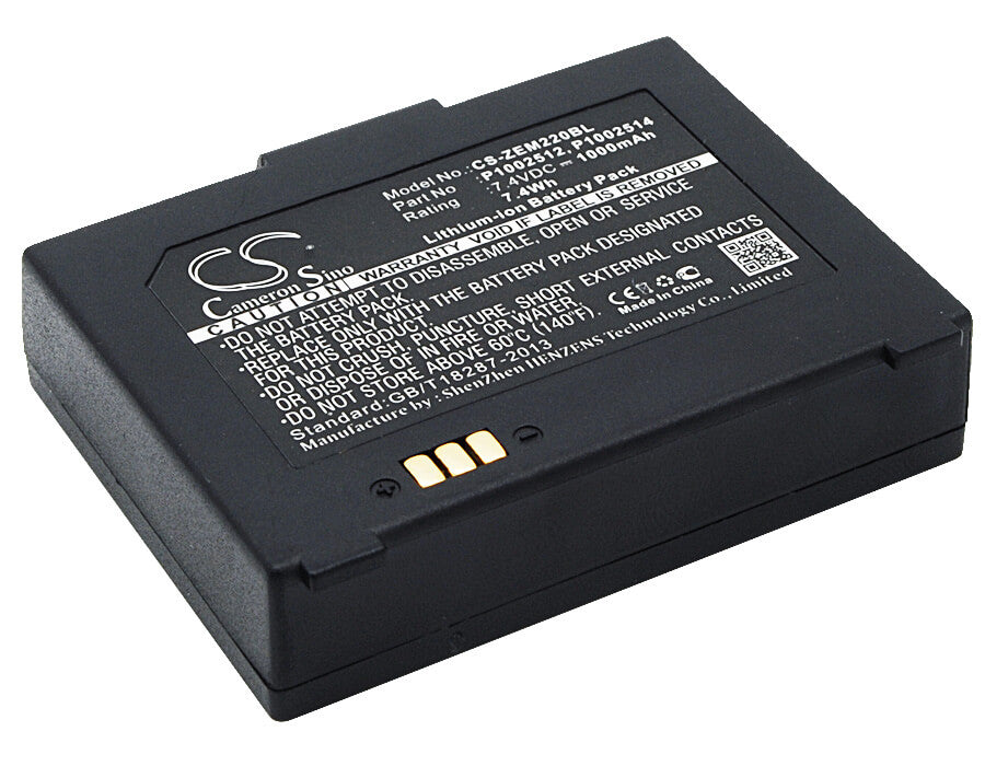 7.4V, 1000mAh, Li-ion Battery fits Zebra, Em 220, Em 220 Mobile Printer, 7.4Wh