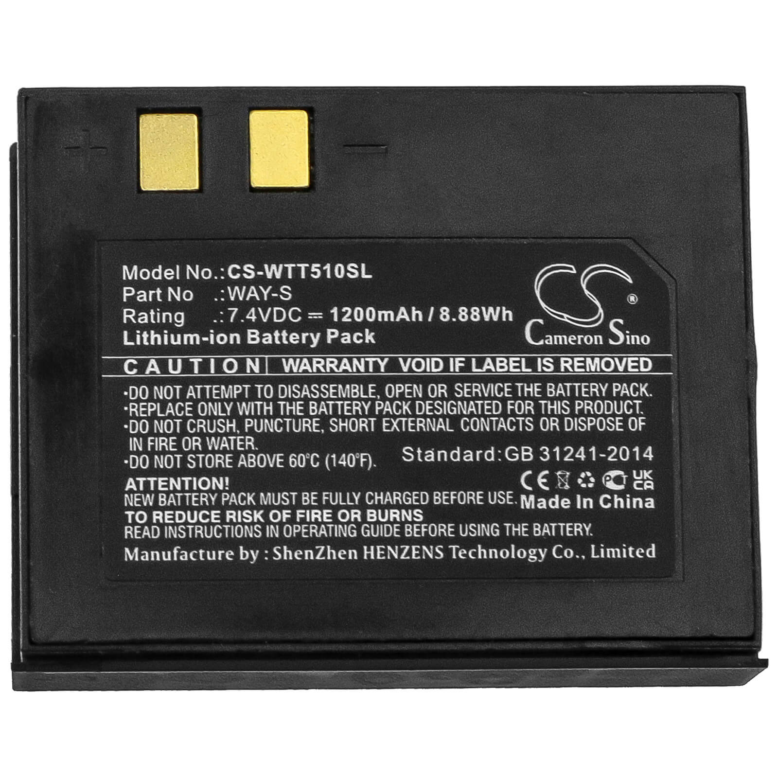 7.4V, 1200mAh, Li-ion Battery fits Way Systems, Mtt 1510 Printer, Way-s, 8.88Wh