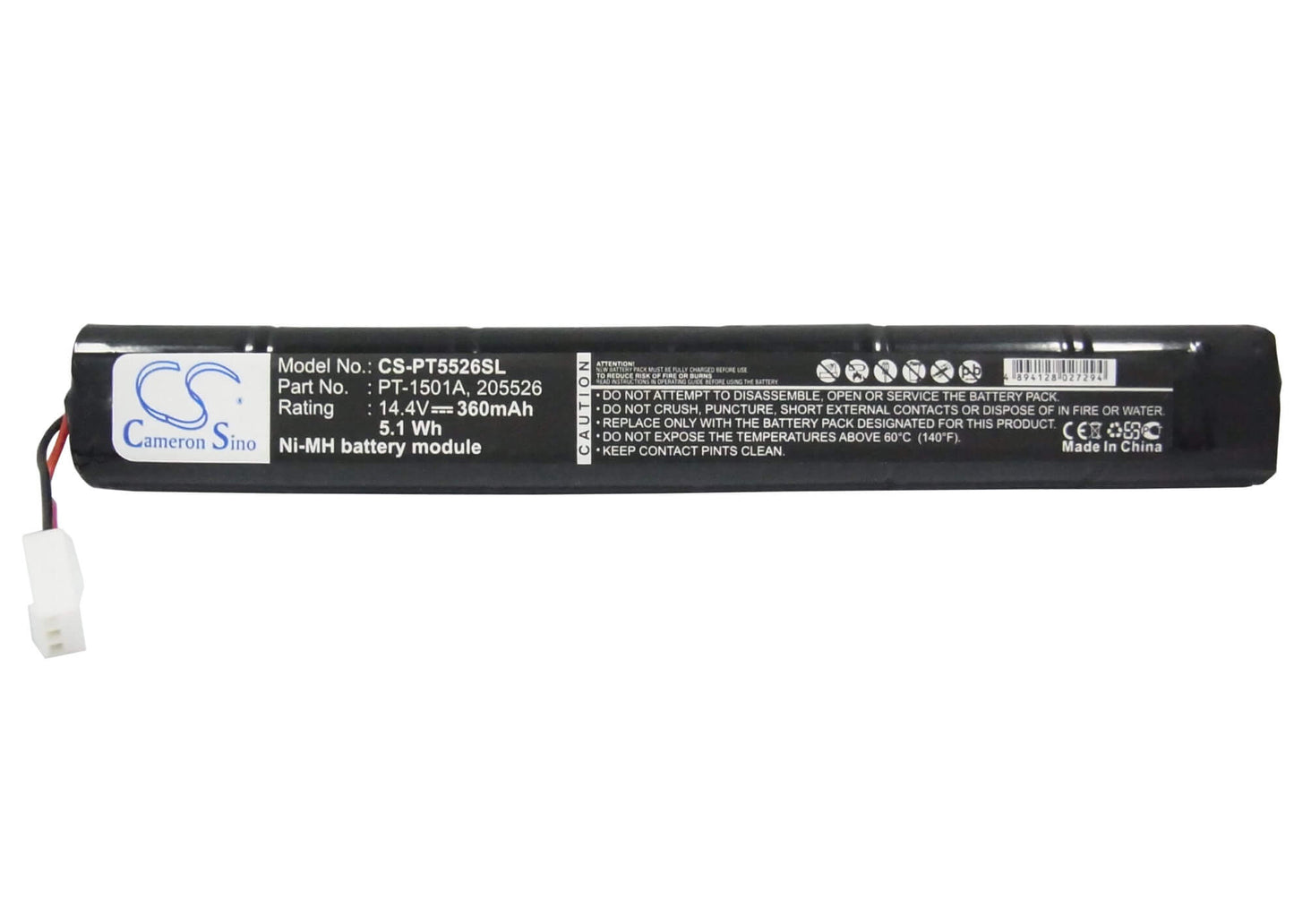 14.4V, 360mAh, Ni-MH Battery fits Pentax, Pj200, Pocketjet 3, 5.184Wh