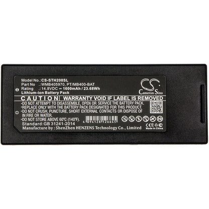 14.8V, 1600mAh, Li-ion Battery fits Sato, Mb400i, Mb410i, 23.68Wh
