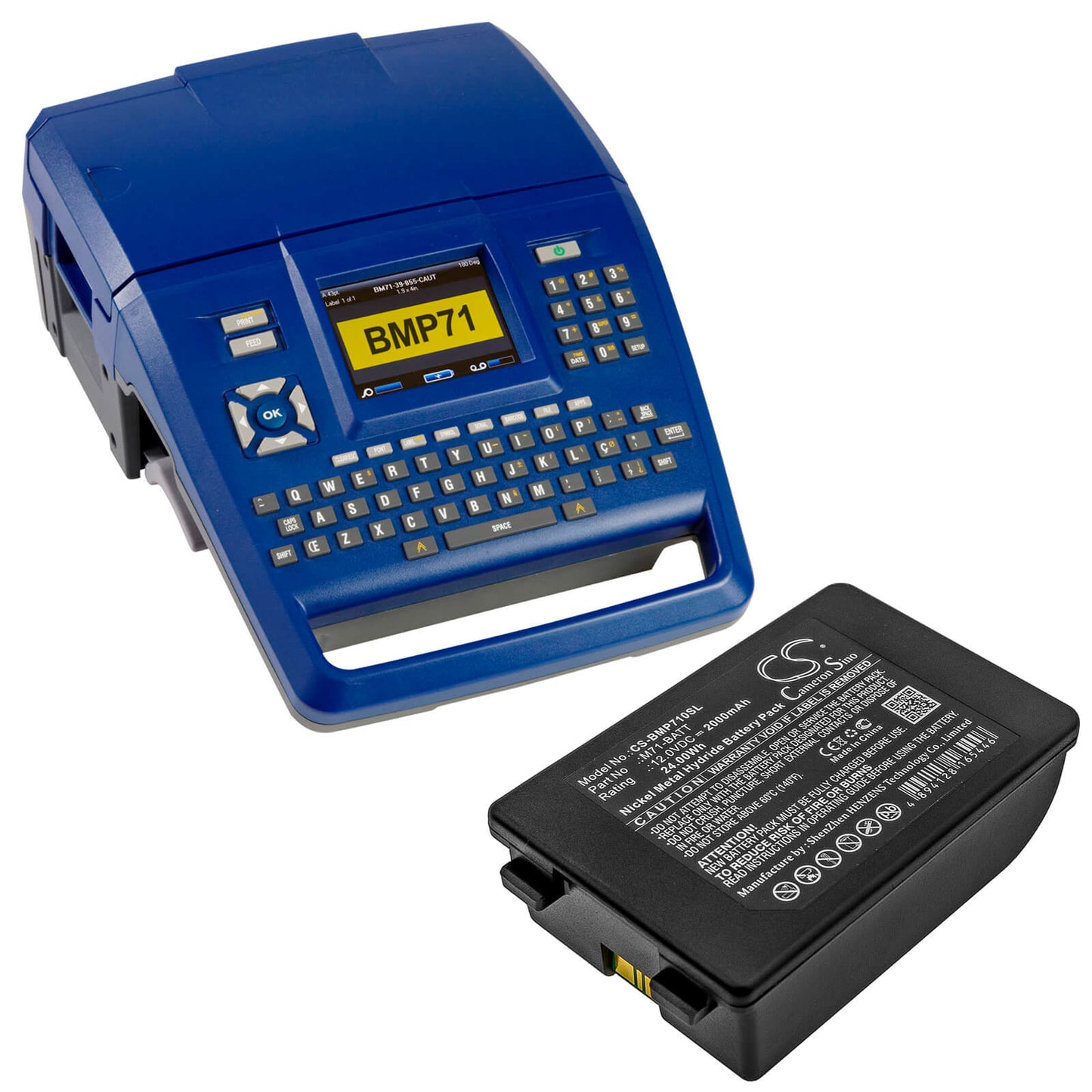 12.0V, 2000mAh, Ni-MH Battery fits Brady, Bmp71, 24Wh