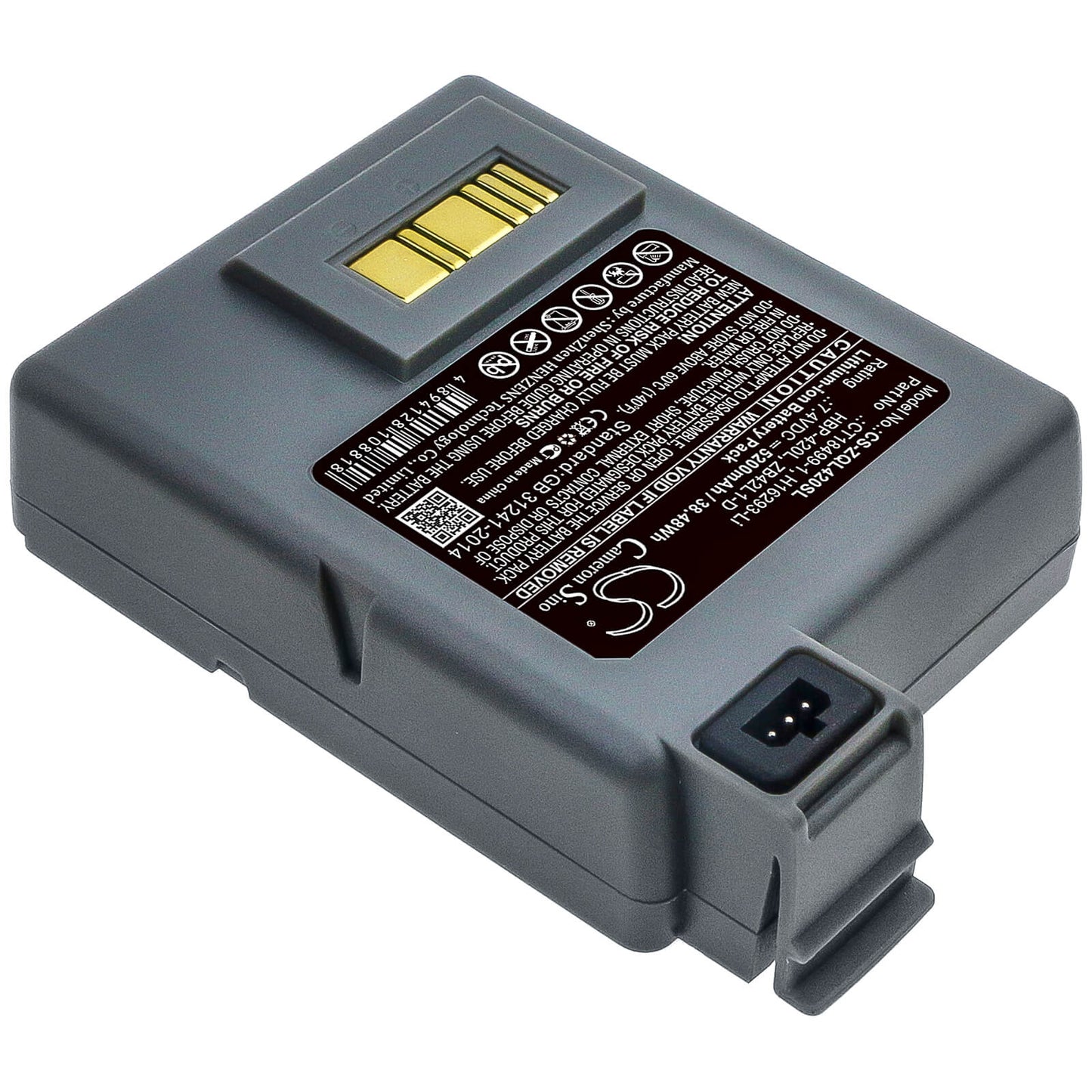 7.4V, 5200mAh, Li-ion Battery fits Zebra, P4t, Rp4, 38.48Wh