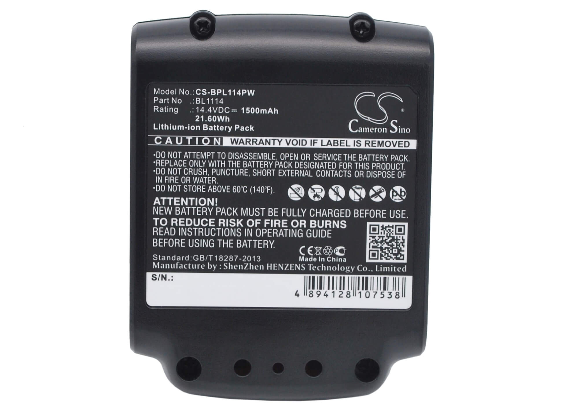 14.4V, 1500mAh, Li-ion Battery fits Black & Decker, Asl146bt12a, Asl146k, 21.6Wh