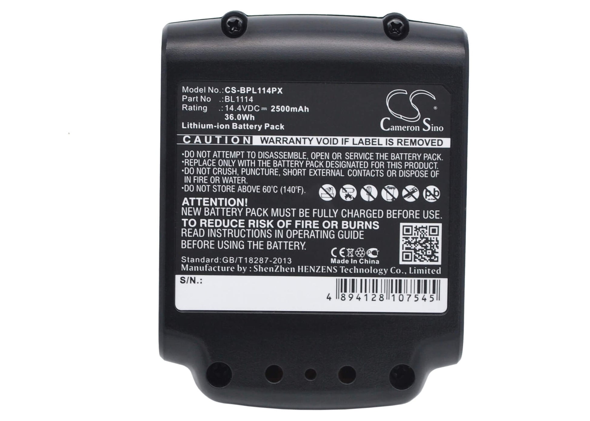 14.4V, 2500mAh, Li-ion Battery fits Black & Decker, Asl146bt12a, Asl146k, 36Wh