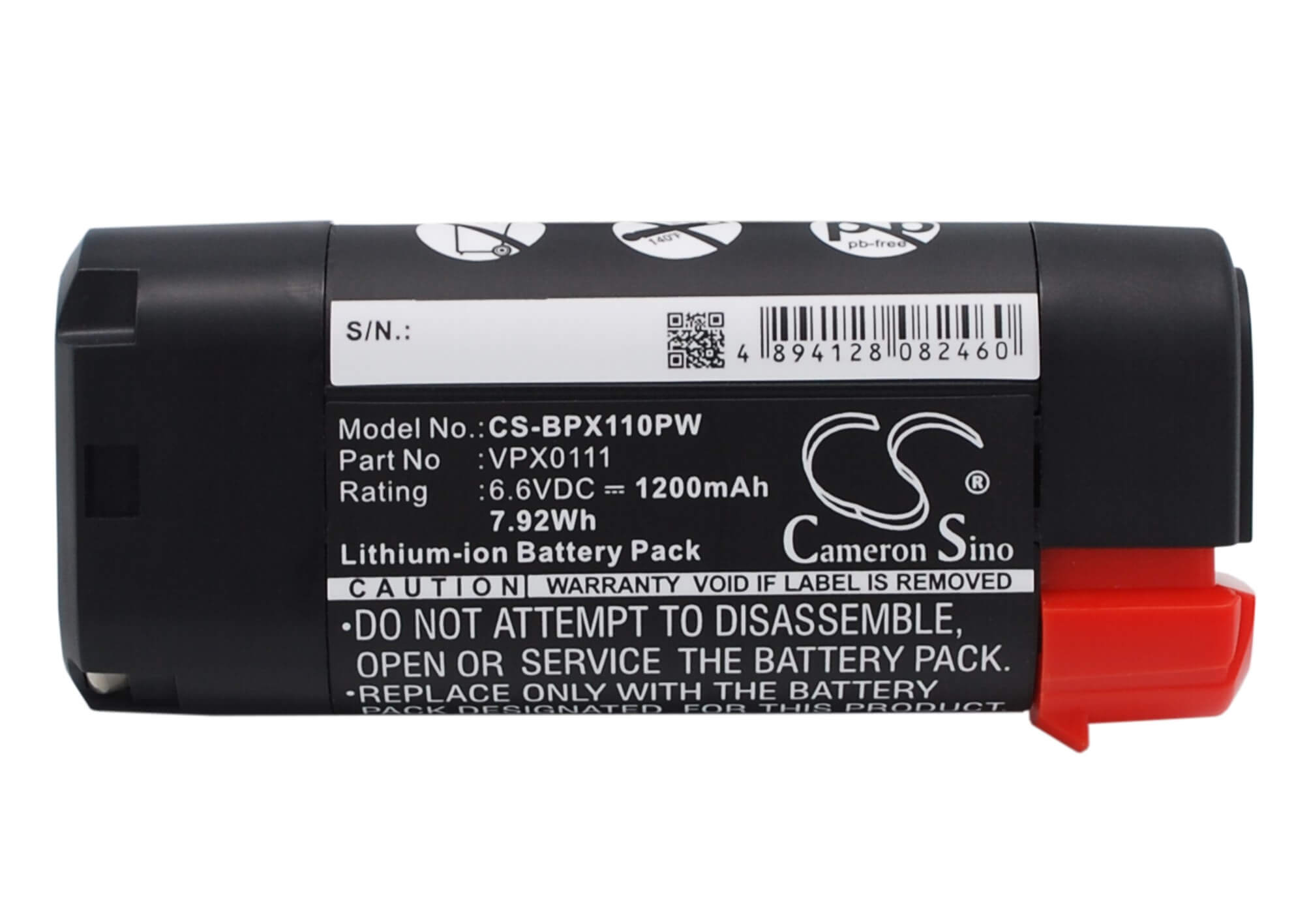 6.6V, 1200mAh, Li-ion Battery fits Black & Decker, Vpx1101, Vpx1101x, 7.92Wh