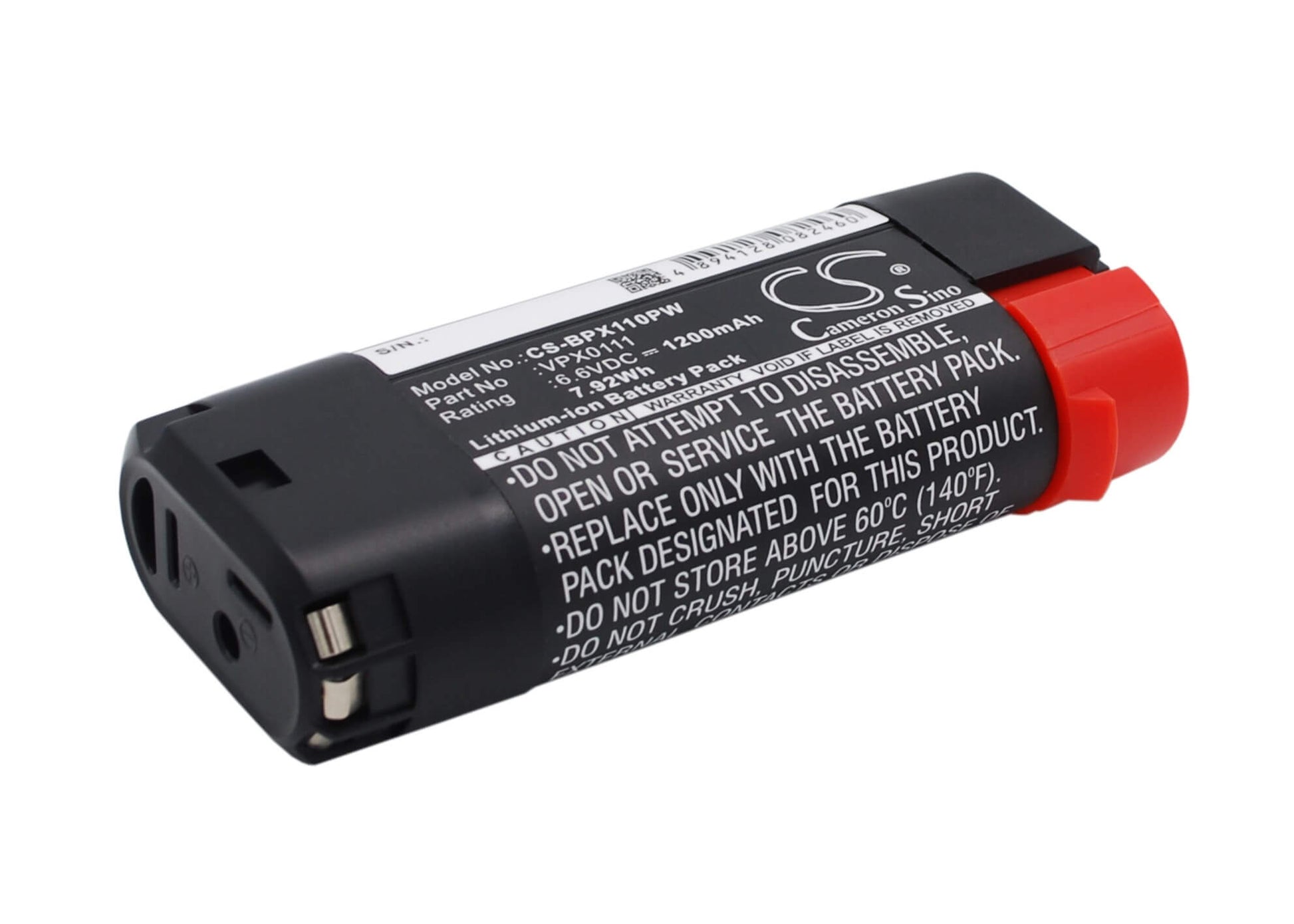 6.6V, 1200mAh, Li-ion Battery fits Black & Decker, Vpx1101, Vpx1101x, 7.92Wh