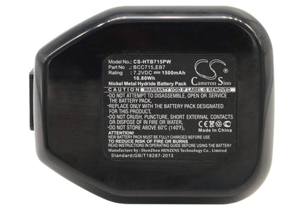 7.2V, 1500mAh, Ni-MH Battery fits Hitachi, Dn10dsa, Dn10dta, 10.8Wh