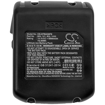 14.4V, 5000mAh, Li-ion Battery fits Hitachi, 14dsl, C 14dsl, 72Wh