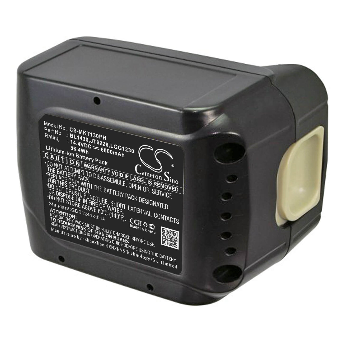14.4V, 6000mAh, Li-ion Battery fits Makita, Bbo140, Bcf050, 86.4Wh