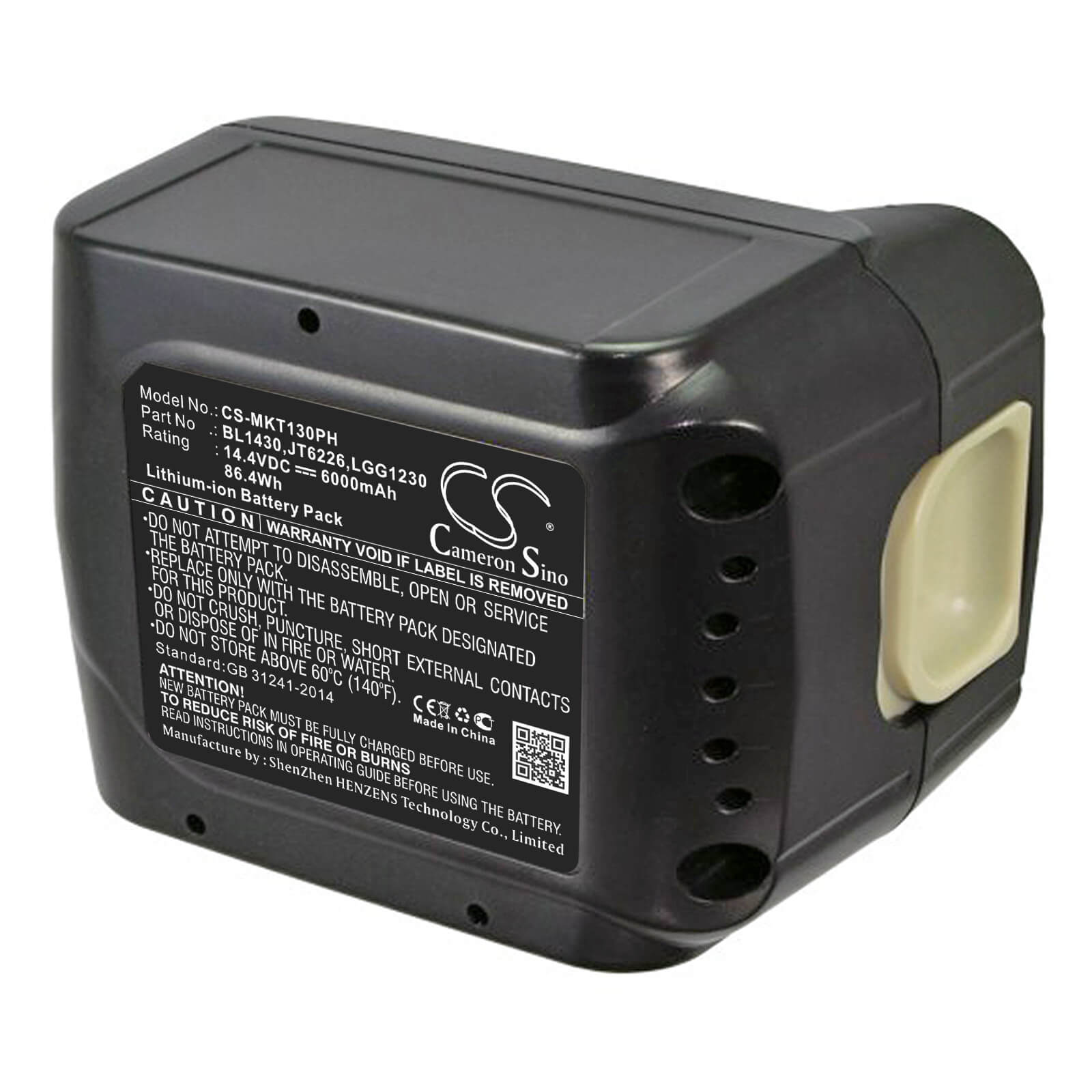 14.4V, 6000mAh, Li-ion Battery fits Makita, Bbo140, Bcf050, 86.4Wh