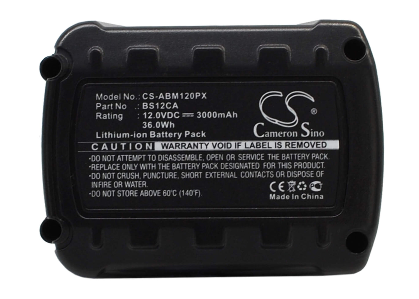 12.0V, 3000mAh, Li-ion Battery fits Aeg, Mc-bs12ca, 36Wh