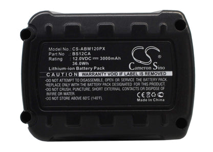 12.0V, 3000mAh, Li-ion Battery fits Aeg, Mc-bs12ca, 36Wh