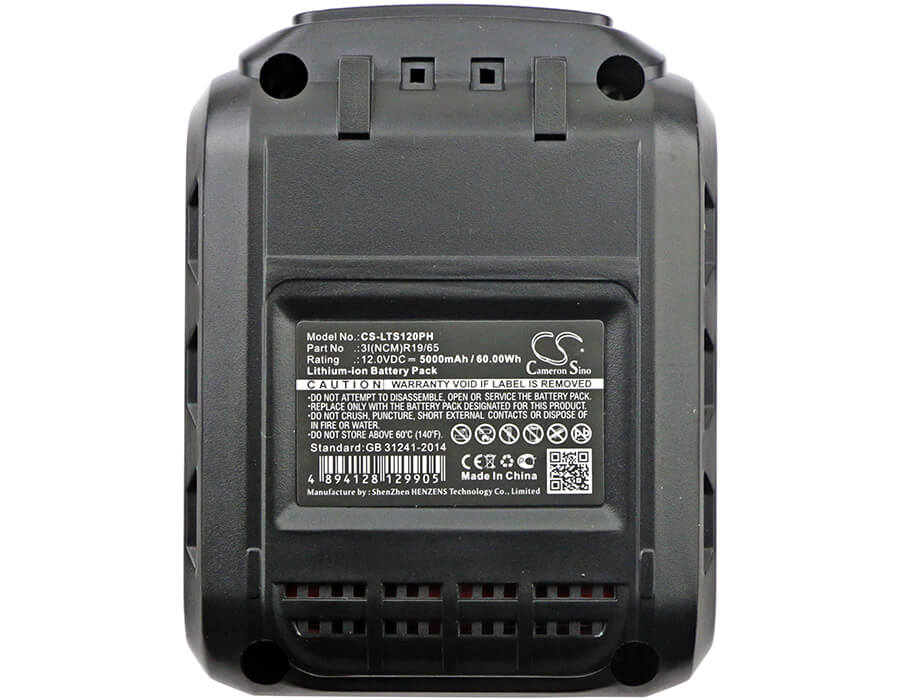 12.0V, 5000mAh, Li-ion Battery fits Lux-tools, Abs-12-li, 60Wh