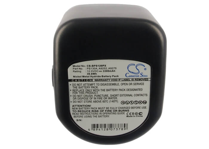 12.0V, 3300mAh, Ni-MH Battery fits Black & Decker, Cd1202gk, Cd1202k, 39.6Wh