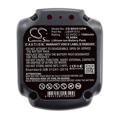 12.0V, 1500mAh, Li-ion Battery fits Black & Decker, Bdcd112, Bdcd12, 18Wh