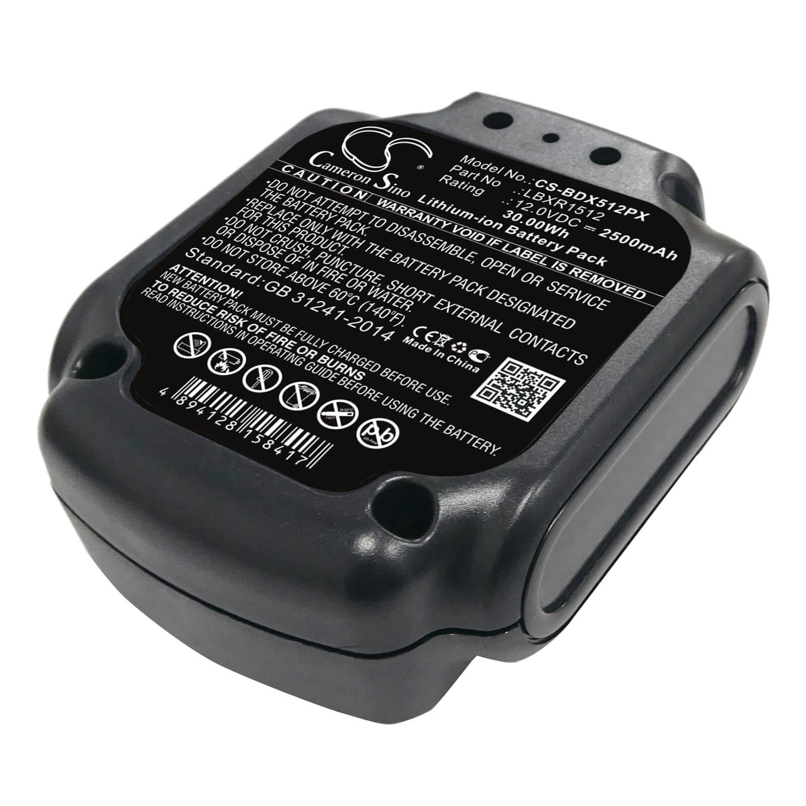 12.0V, 2500mAh, Li-ion Battery fits Black & Decker, Bdcd112, Bdcd12, 30Wh