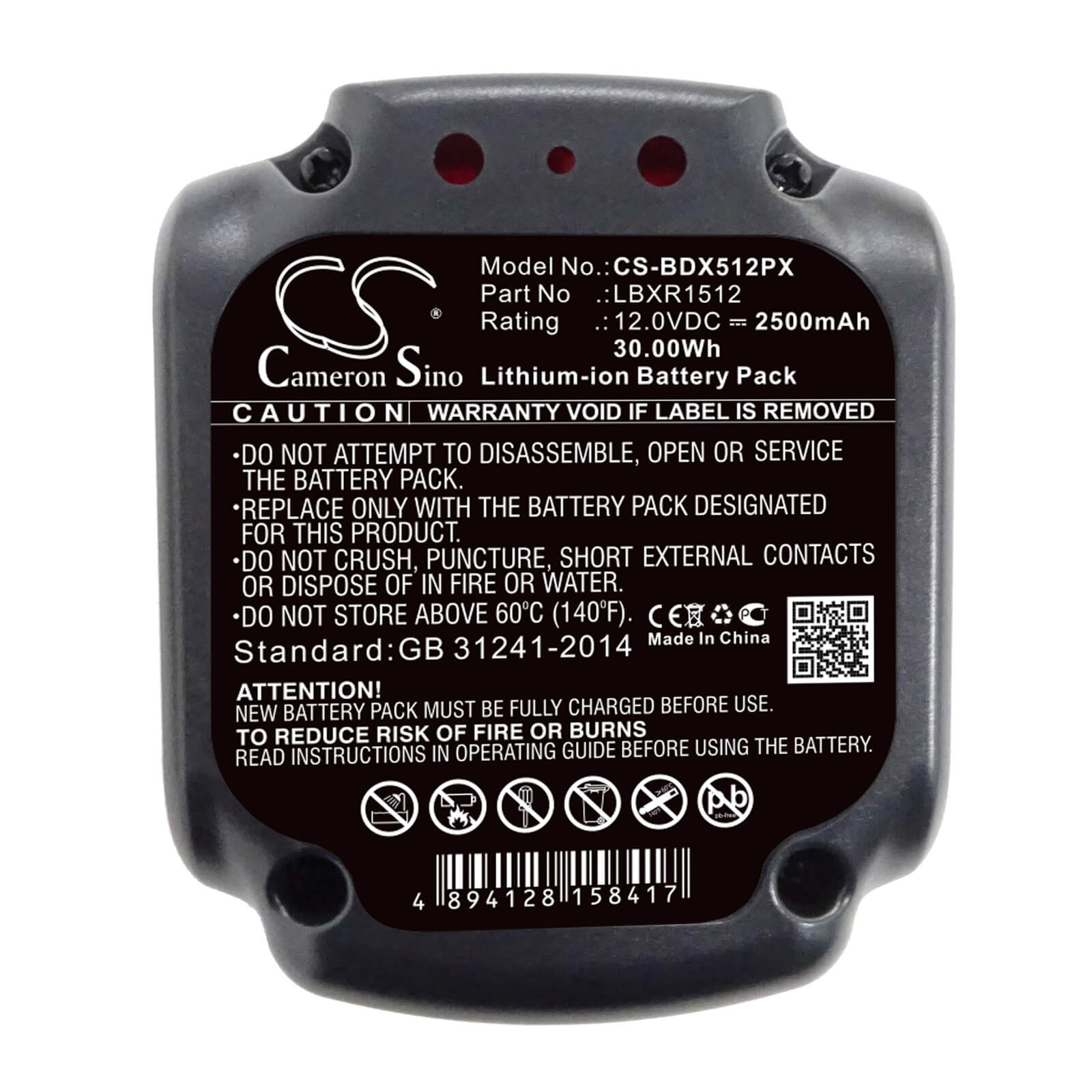 12.0V, 2500mAh, Li-ion Battery fits Black & Decker, Bdcd112, Bdcd12, 30Wh