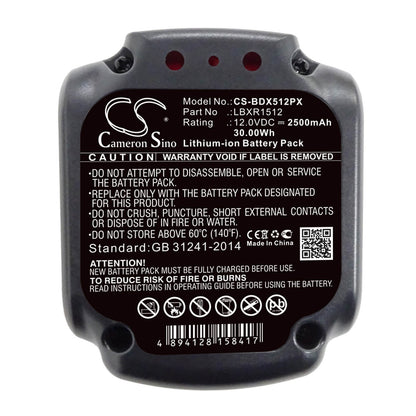 12.0V, 2500mAh, Li-ion Battery fits Black & Decker, Bdcd112, Bdcd12, 30Wh