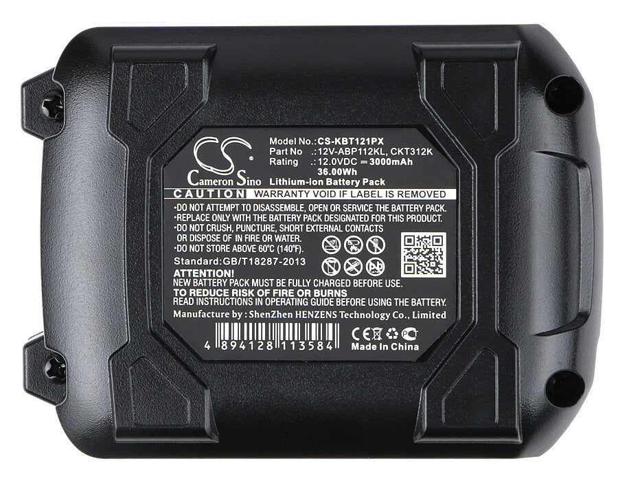 12V, 3000mAh, Li-ion Battery fits Kobalt, Cdt212ku, Cid120ku, 36Wh