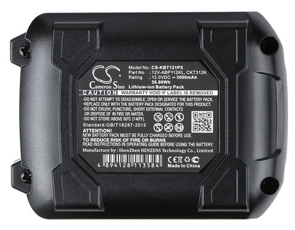12V, 3000mAh, Li-ion Battery fits Kobalt, Cdt212ku, Cid120ku, 36Wh
