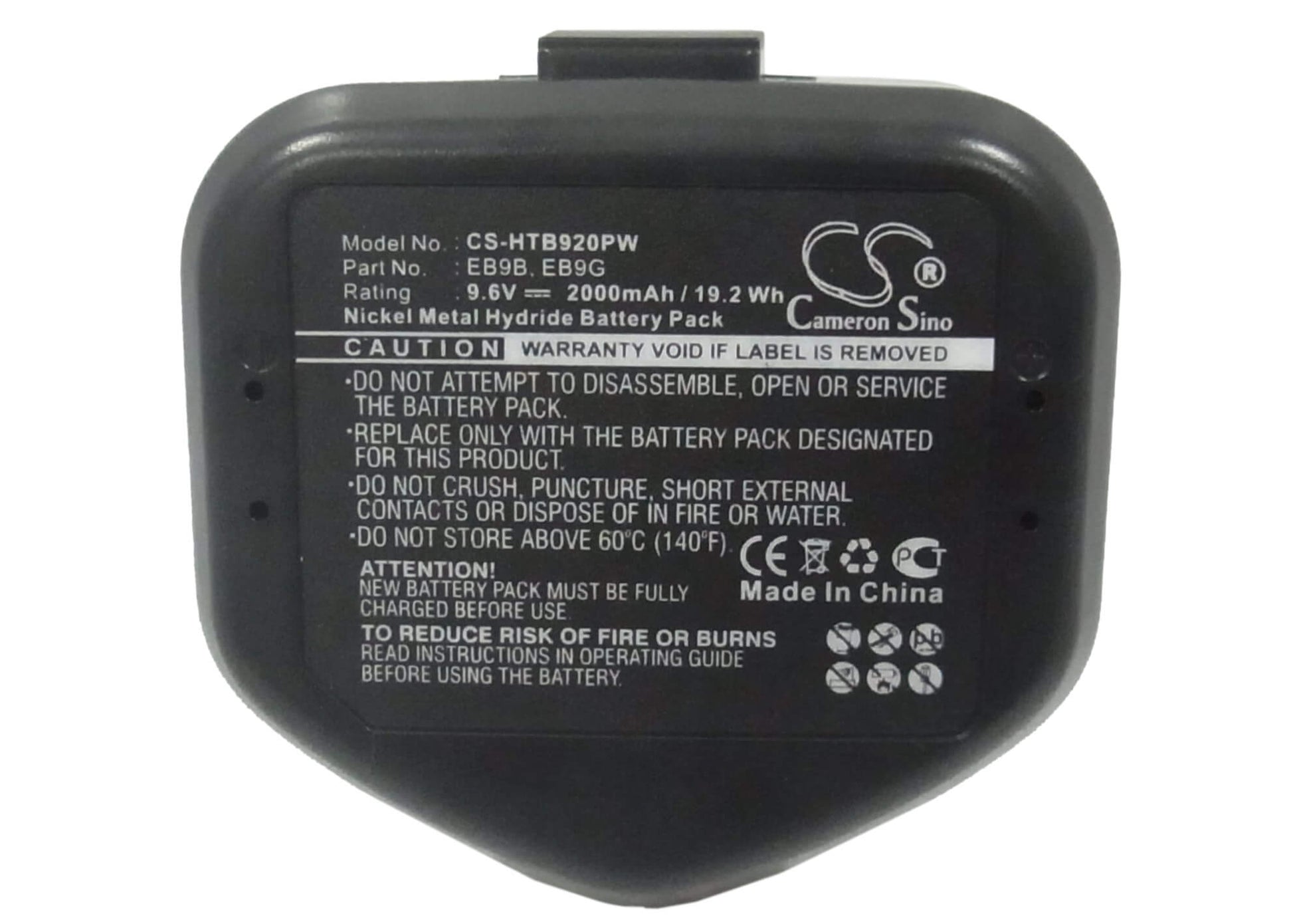 9.6V, 2000mAh, Ni-MH Battery fits Hitachi, Ck 12d, Ck 12dy, 19.2Wh