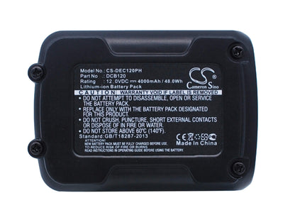 12.0V, 4000mAh, Li-ion Battery fits Dewalt, 12v Max Li-ion, Dcd700, 48Wh