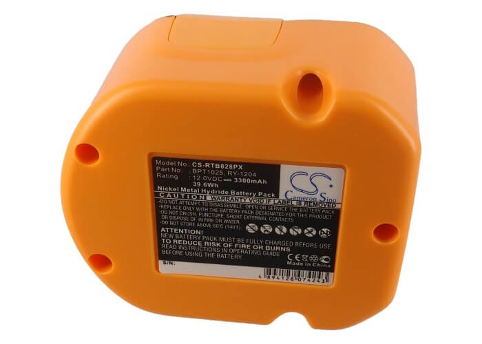 12.0V, 3300mAh, Ni-MH Battery fits Ryobi, Bid1211, Ccd1201, 39.6Wh