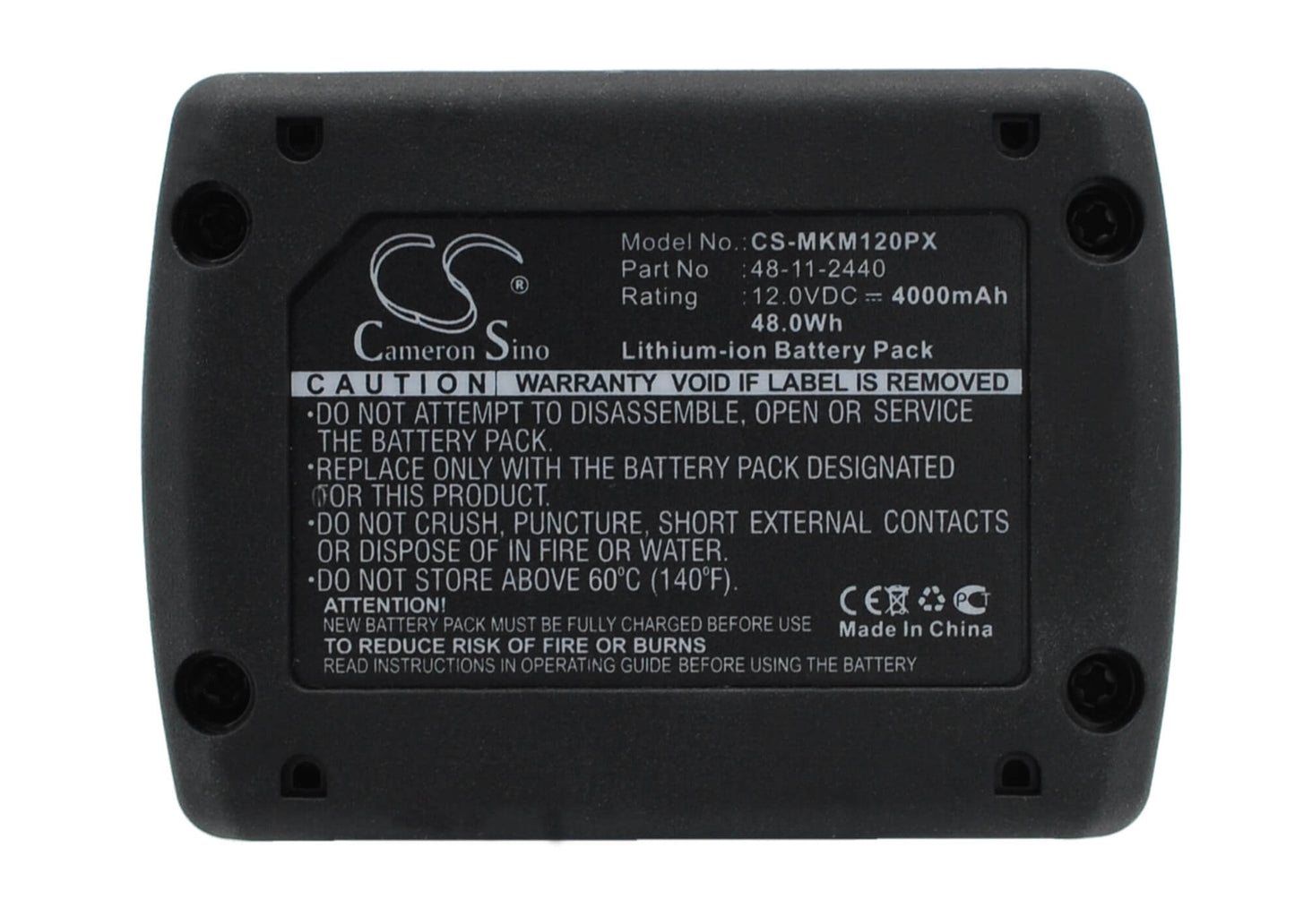 12.0V, 4000mAh, Li-ion Battery fits Milwaukee, C12 Fm, C12 Hz, 48Wh