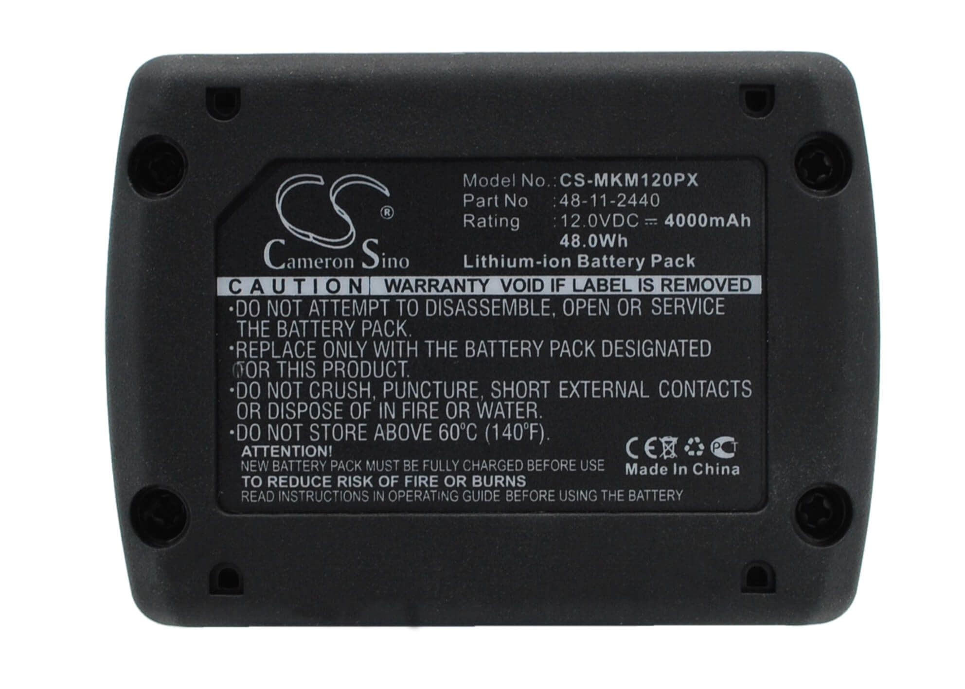 12.0V, 4000mAh, Li-ion Battery fits Milwaukee, C12 Fm, C12 Hz, 48Wh
