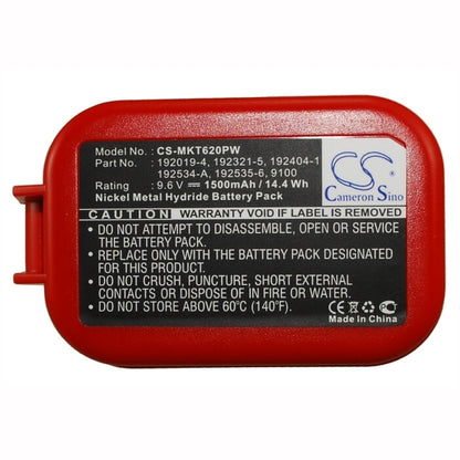 9.6V, 1500mAh, Ni-MH Battery fits Makita, 1022dw, 6014dw, 14.4Wh
