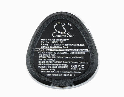 12.0V, 2000mAh, Li-ion Battery fits Ryobi, Rcd12011l, Rmt12011l, 24Wh