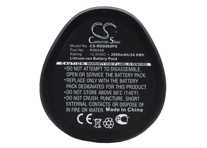 12.0V, 2000mAh, Li-ion Battery fits Ridgid, Ac82049, Ac82059, 24Wh