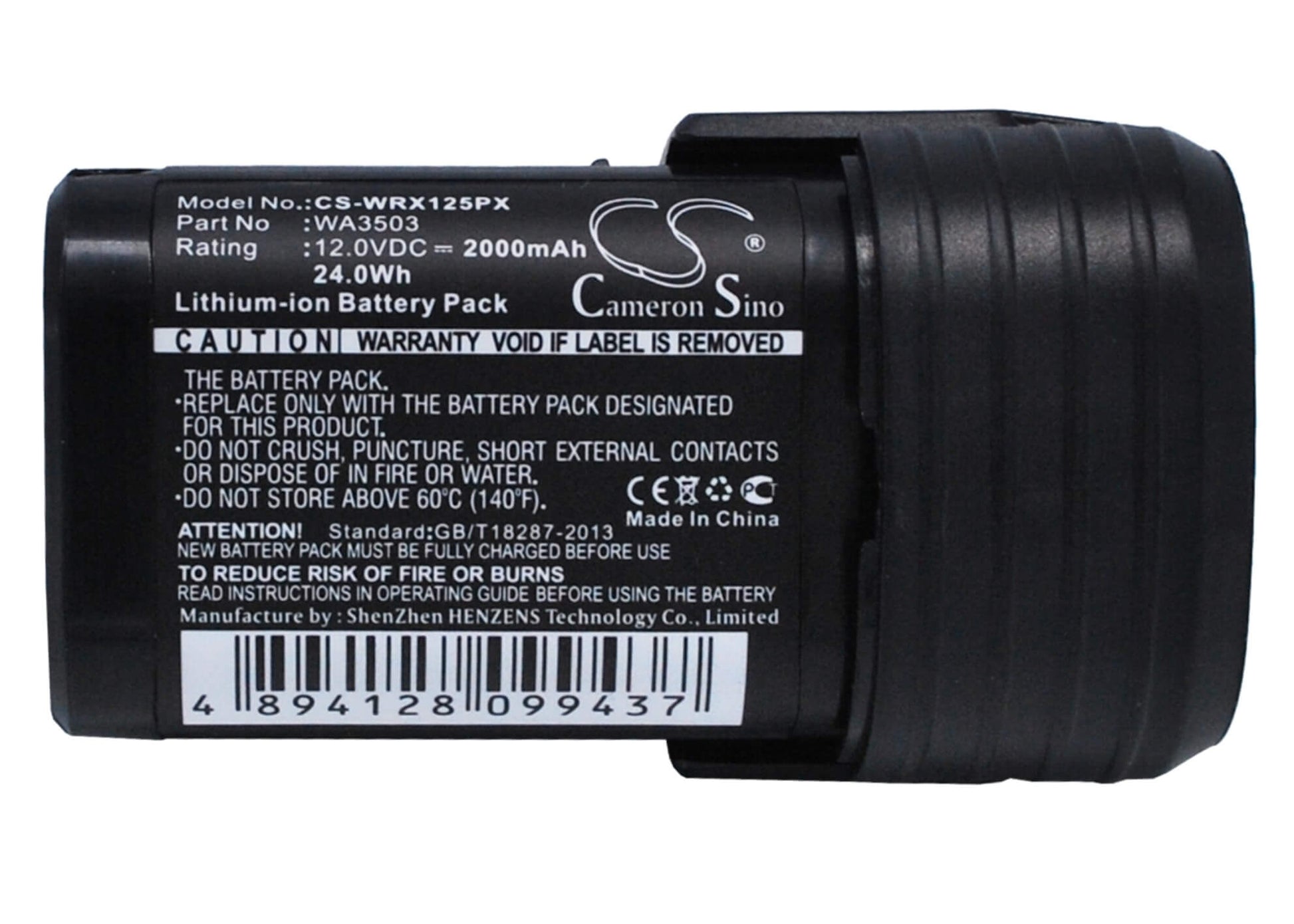 12.0V, 2000mAh, Li-ion Battery fits Worx, Wu288, Wx125, 24Wh