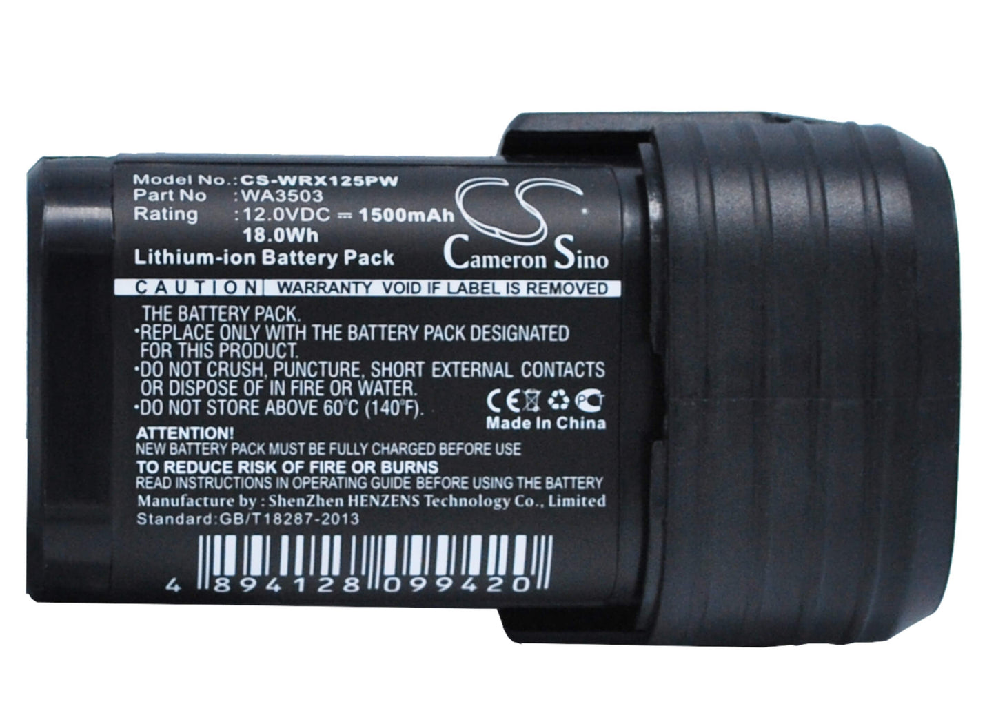 12.0V, 1500mAh, Li-ion Battery fits Rockwell, Rk2510, Rk2510k, 18Wh