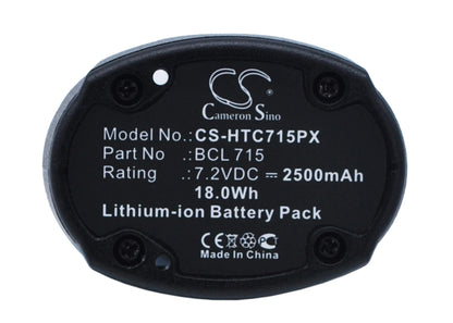 7.2V, 2500mAh, Li-ion Battery fits Hitachi, Wh7dl, 18Wh