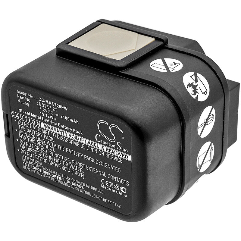 7.2V, 2100mAh, Ni-MH Battery fits Milwaukee, Pes 7.2t, 15.12Wh