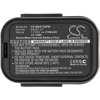 7.2V, 2100mAh, Ni-MH Battery fits Milwaukee, Pes 7.2t, 15.12Wh