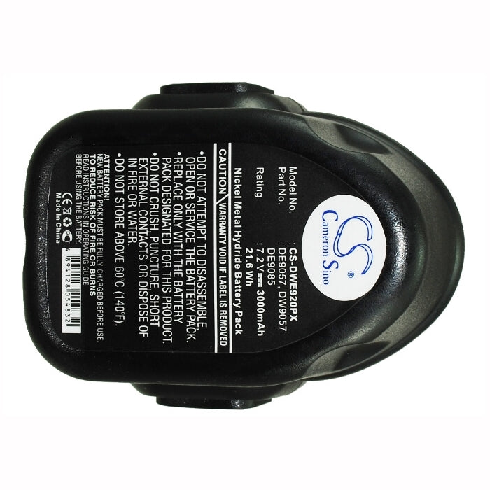 7.2V, 3000mAh, Ni-MH Battery fits Dewalt, Dw920k, Dw920k2, 21.6Wh