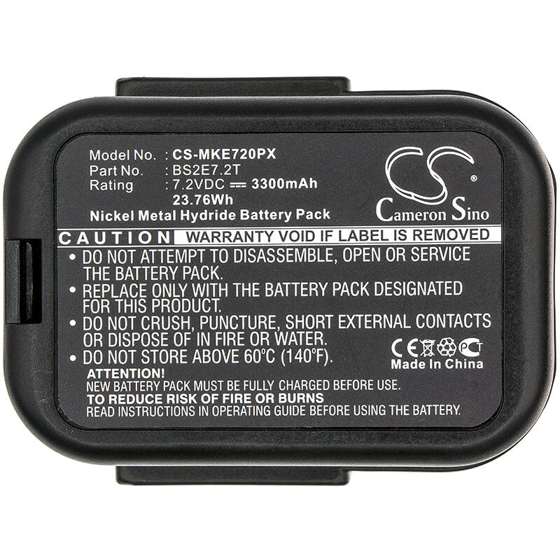7.2V, 3300mAh, Ni-MH Battery fits Atlas Copco, Pes7.2t, 23.76Wh