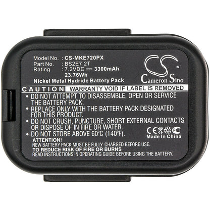 7.2V, 3300mAh, Ni-MH Battery fits Atlas Copco, Pes7.2t, 23.76Wh