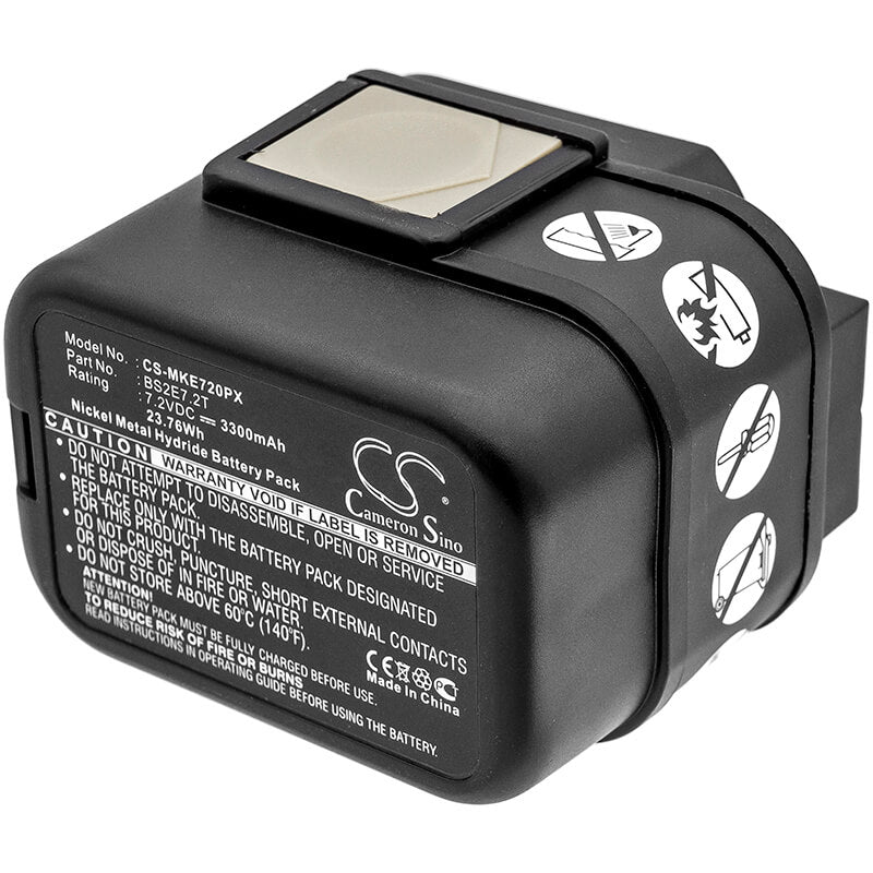 7.2V, 3300mAh, Ni-MH Battery fits Milwaukee, Pes7.2t, 23.76Wh