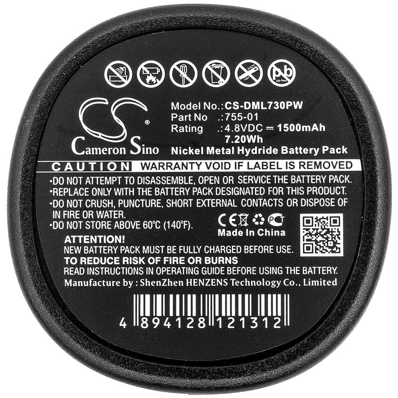 4.8V, 1500mAh, Ni-MH Battery fits Dreme, 7300-n/8, Minimite 4.8-volt Cordless Two, 7.2Wh