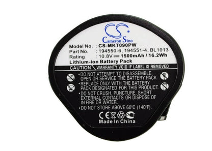 10.8V, 1500mAh, Li-ion Battery fits Makita, Cc300, Cc300d, 16.2Wh