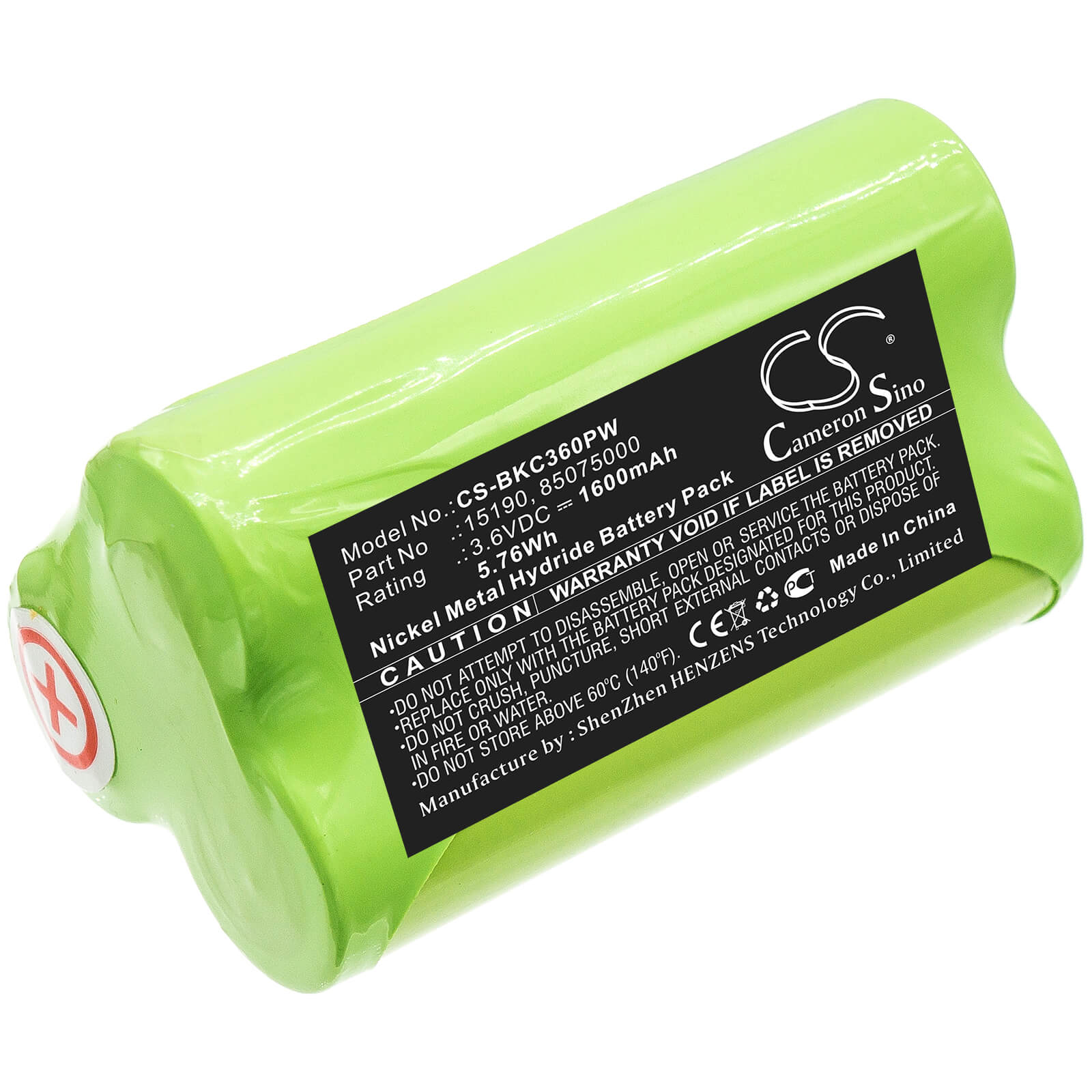 3.6V, 1600mAh, Ni-MH Battery fits Black & Decker, Kc360h, 5.76Wh