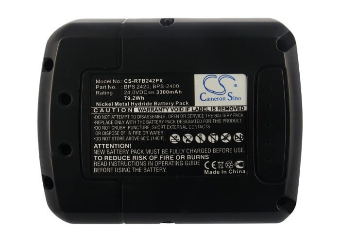 24.0V, 3300mAh, Ni-MH Battery fits Ryobi, Crh-2400re, Crh-240rh, 79.2Wh