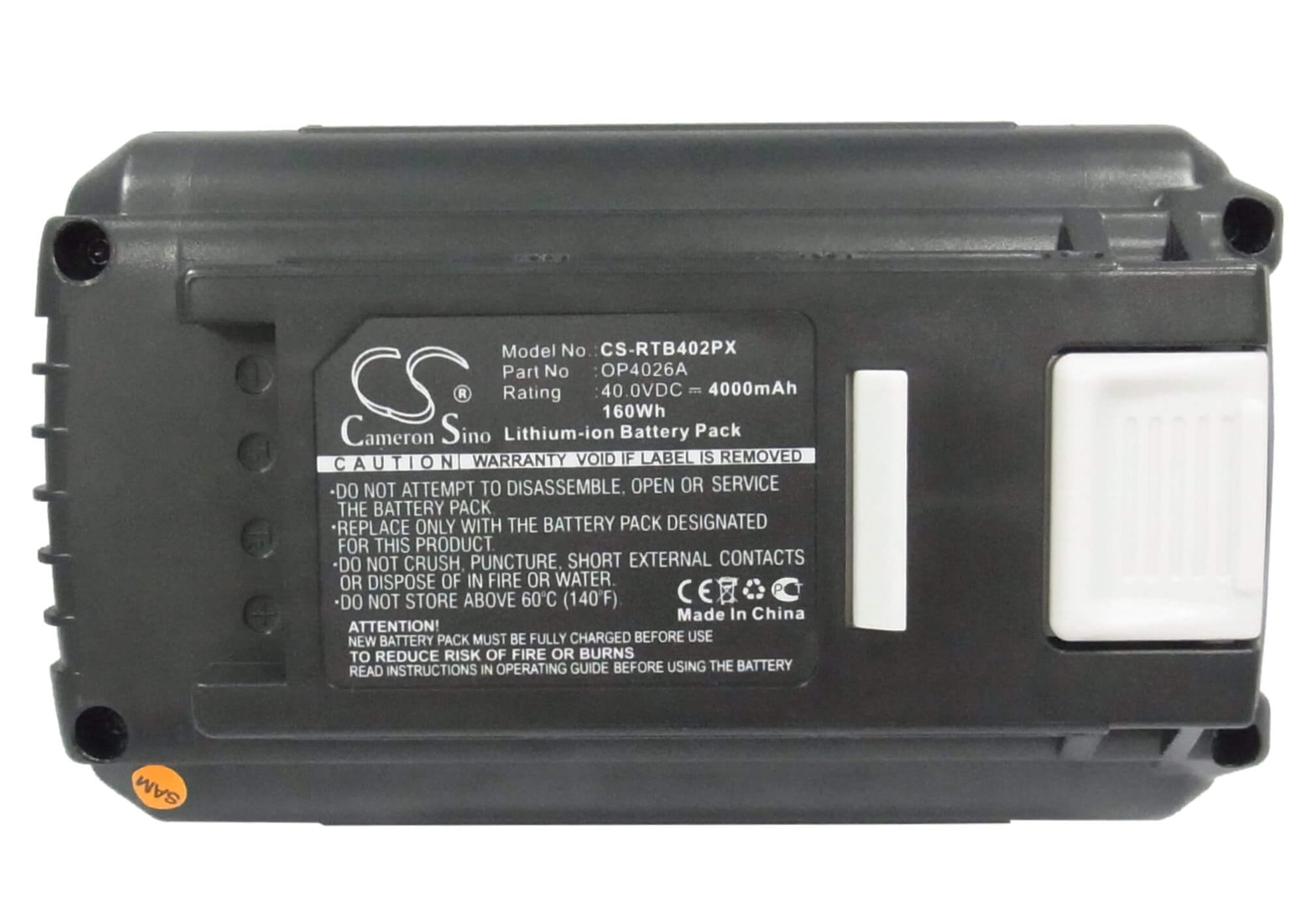 40.0V, 4000mAh, Li-ion Battery fits Ryobi, 40v 14 In Brushless Chain Saw, 40v 20 In Brushless, 160Wh